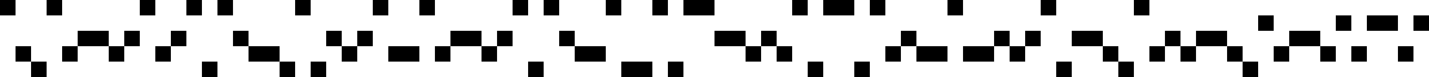 A five-row pattern of black squares on a white background.